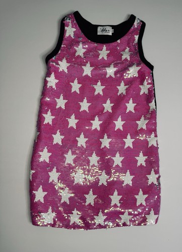Lola + The Boys Neon Pink Star Sequin Flip Dress Size 6