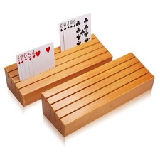 Exqline Wood Playing Card Holders Tray Racks 3.15 x 9.84 x 2.28 inches, Brown
