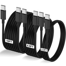 3-Pack Black 3.3FT 6.6FT 10FT 60W USB C to USB C Cable, Type C Fast Chargin...