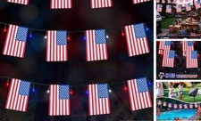 4th of July Decorations, Solar American Flag Lights 1 Pack Red-Blue-White Flag