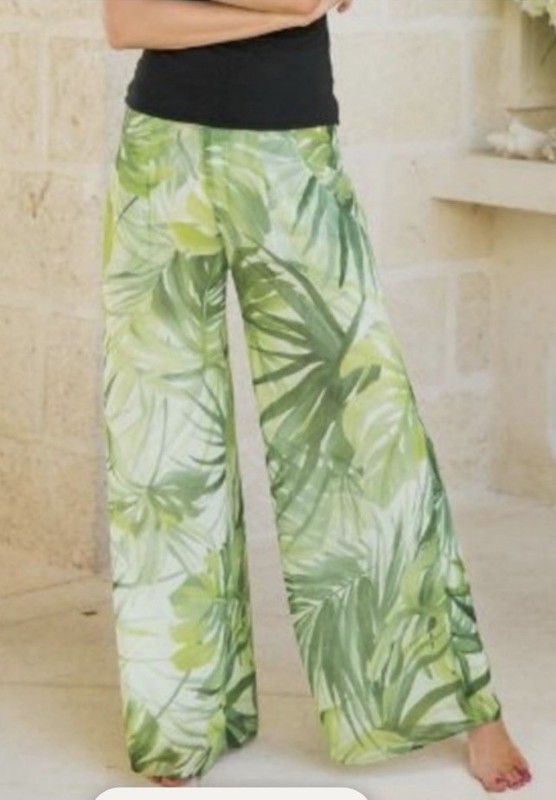 Soft Surroundings Palms Floral Wide Leg Pants Size L