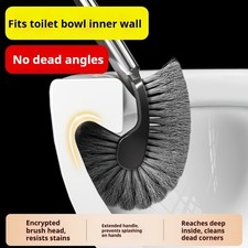 Stainless Steel Toilet Brush Long Handle Hard Bristles Deep Cleaning Bathroom