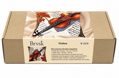Brvsk Violin Needlework Kit V-319 Cross Stitch Cushion Pillow Kit New