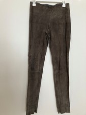 Ralph Lauren Lamb Suede Leather Pants S straight skinny ankle zip Riding