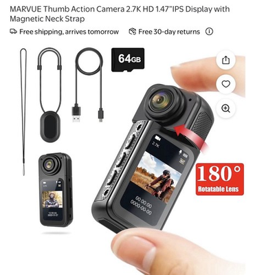 #ad Mini WiFi Magnetic Thumb Action Camera 2.7K Wearable Sports Body Video Recorder $23.33