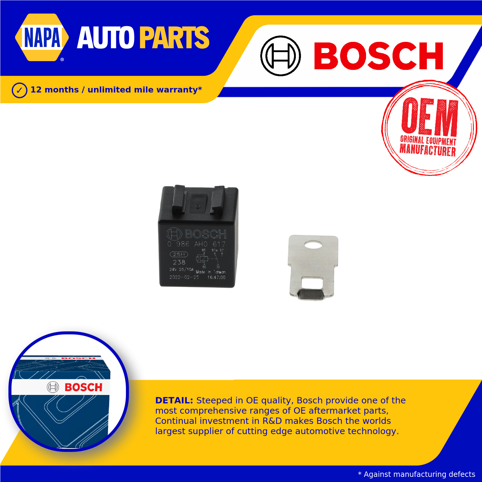 Relay 0986AH0617 Bosch 118159 1670140 265401 1745069 515912 Quality Guaranteed