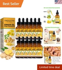 12 Pack Ginger Oil for Lymphatic Drainage & Sore Muscle Relief - Gift Set