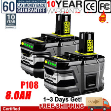 2PACK For RYOBI 18V 8.0Ah P108 High Capacity Battery 18Volt Lithium-Ion One Plus