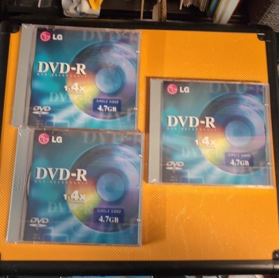 3 x LG DVD-R (DVD Recordable) 1-4X Compatible Single Sided 4.7GB - SEALED