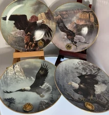 SET Of 4: FRANKLIN MINT ALASKA CHILKAT BALD EAGLE PLATE; BEAUTIFUL PLATES