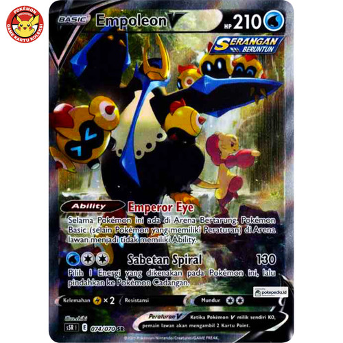Empoleon V S5R 074/070 SR SA Alt Art Rapid Strike Master Pokemon TCG Indonesia