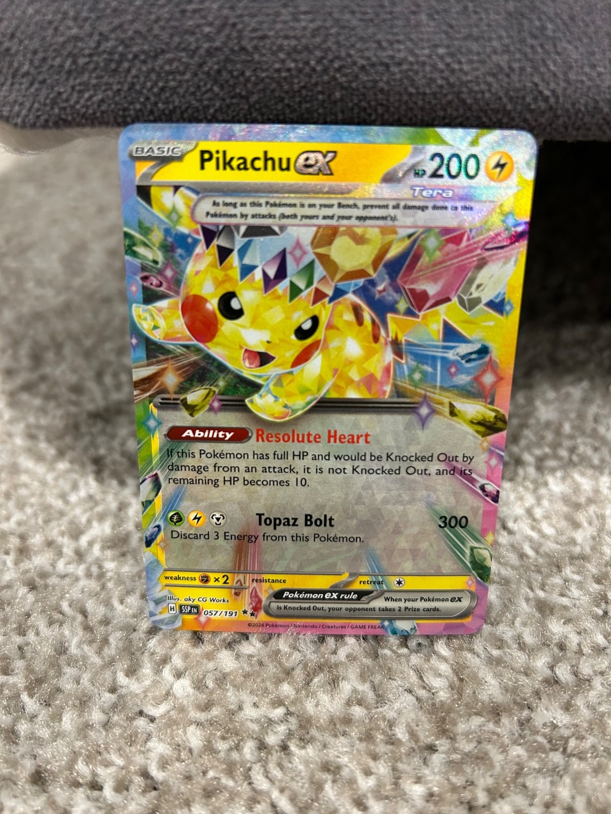 Pokemon TCG Pikachu ex Surging Sparks 057/191 NM Card Double Rare