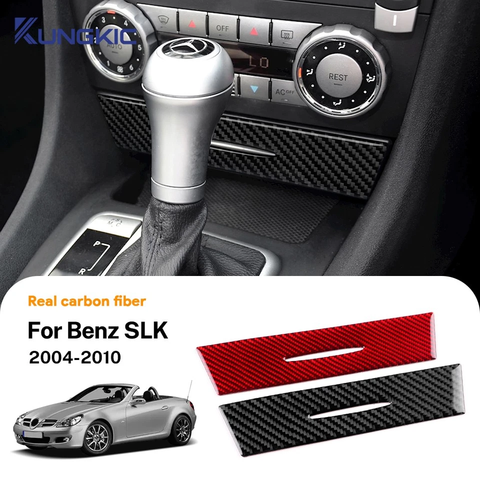 Cubierta del panel de la consola central adhesiva de fibra de carbono para Mercedes-Benz SLK 2004-2010 Foto 3 de 4