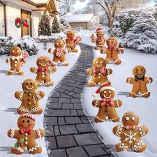 12 Pcs Christmas Gingerbread Man Yard Signs with Stakes - Xmas Gingerbread Yard