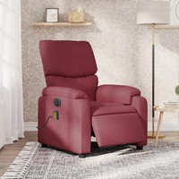Massagesessel Elektrisch Weinrot Stoff Relax Sessel Shiatsu Klappbar