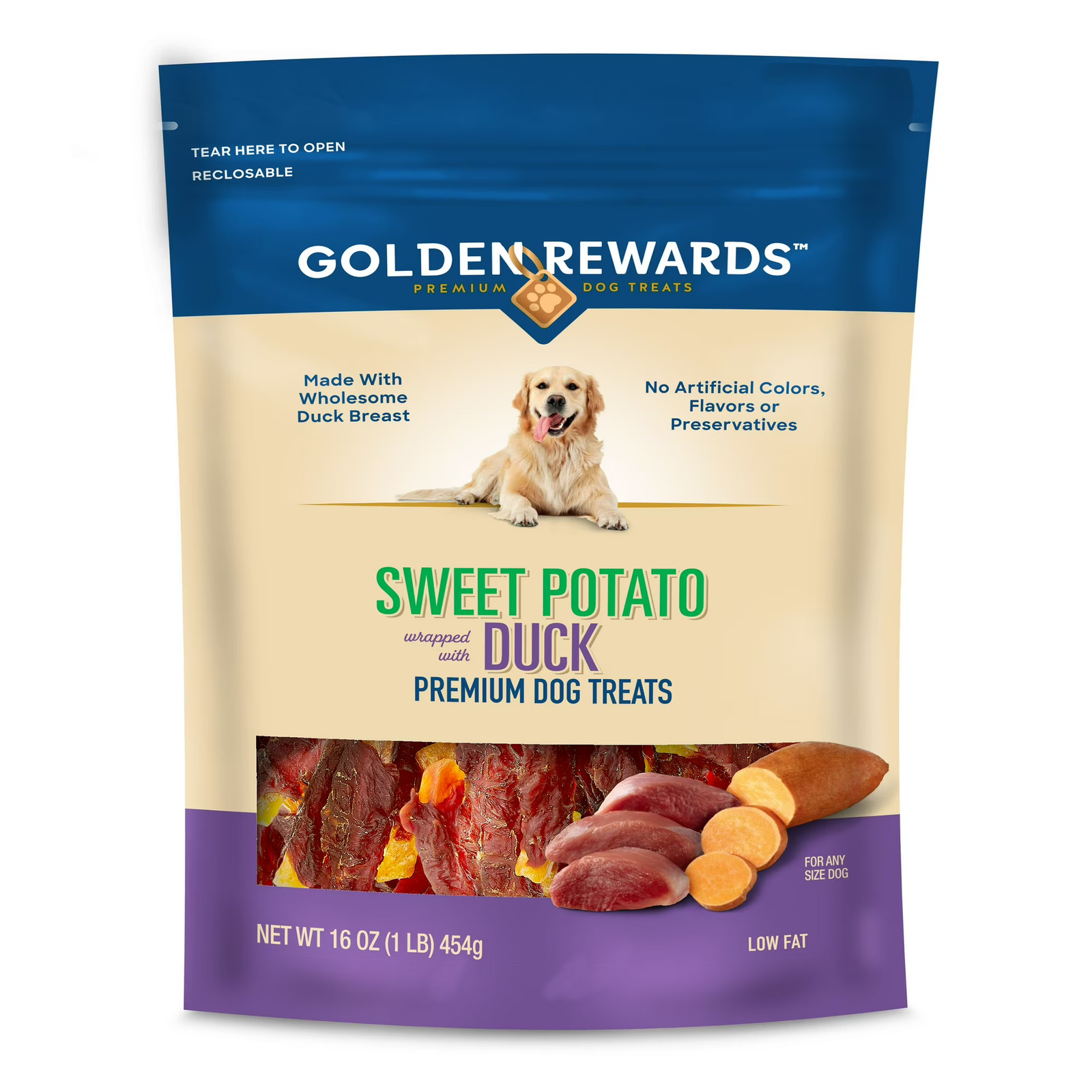 Golden Rewards Sweet Potato Duck Dog Treats