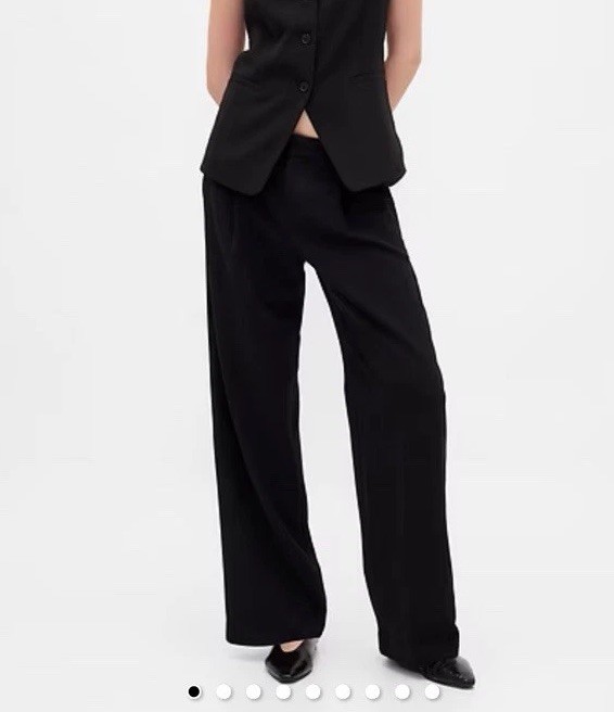 NWT Gap Women's 365 Low Rise Pleated Wide Leg Black  Trousers Sz 0