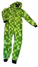 Minecraft Creeper Fleece Hooded Pajama Unisex YOUTH 14-16 One Piece PJ Sleeper