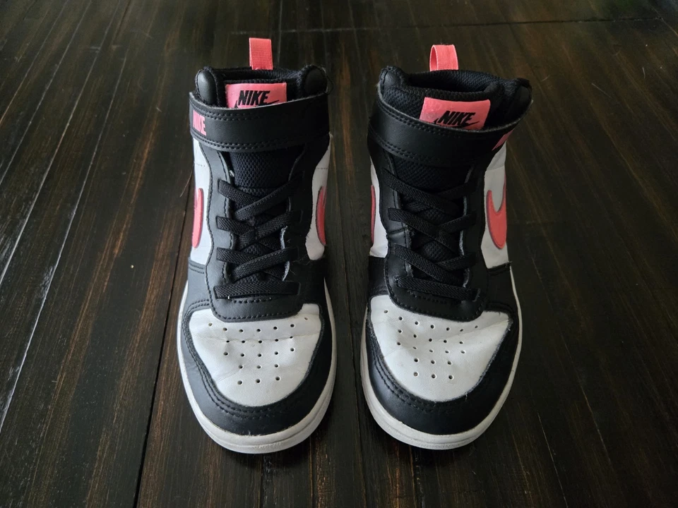 Nike Court Borough Mid 2 Youth Sz US 13C Black Pink Sunset Pulse CD7783-005 EUC - Image 3 of 4