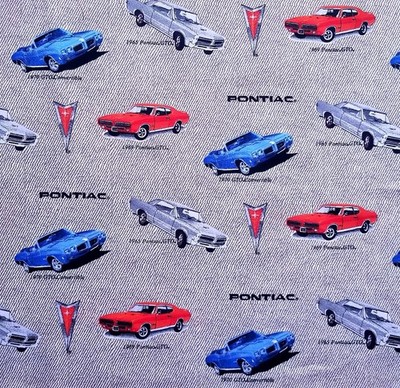 Pontiac GTO VINTAGE CARS NEW COTTON FABRIC 16 & 1/4''x43'' *PRE CUT PIECES* Rare!!