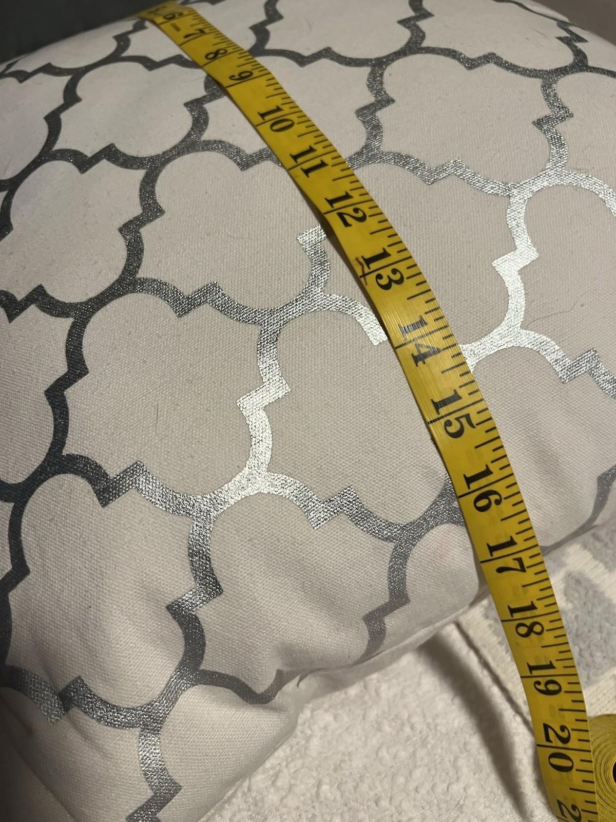 White And Silver Foil Lattice Design Throw Pillows, Set Of 2