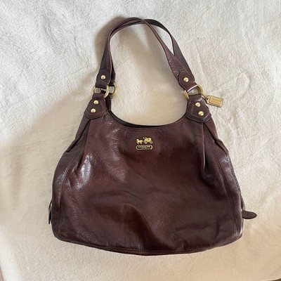 COACH Madison Maggie 14336 Brown Leather Shoulder Bag Purple 
