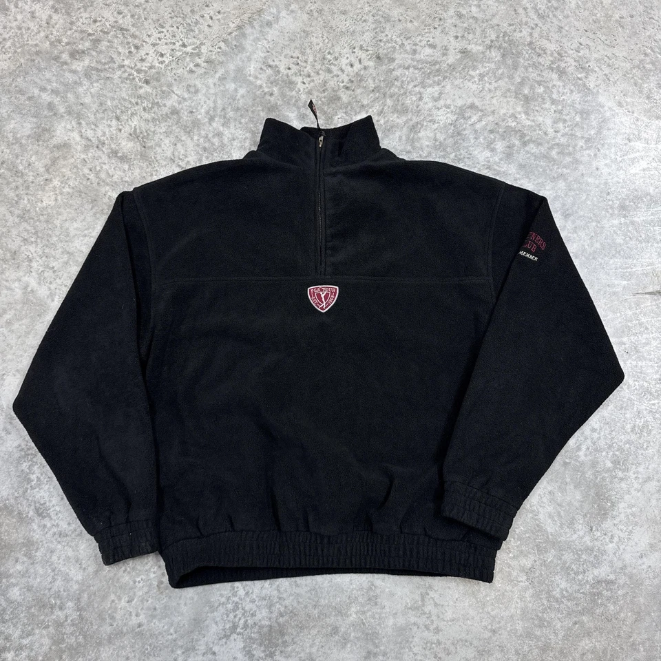 PGA 巡回赛套衫男式 XL 黑色抓绒 25 美分拉链合作伙伴俱乐部生活高尔夫 — 第 2/4 张图片