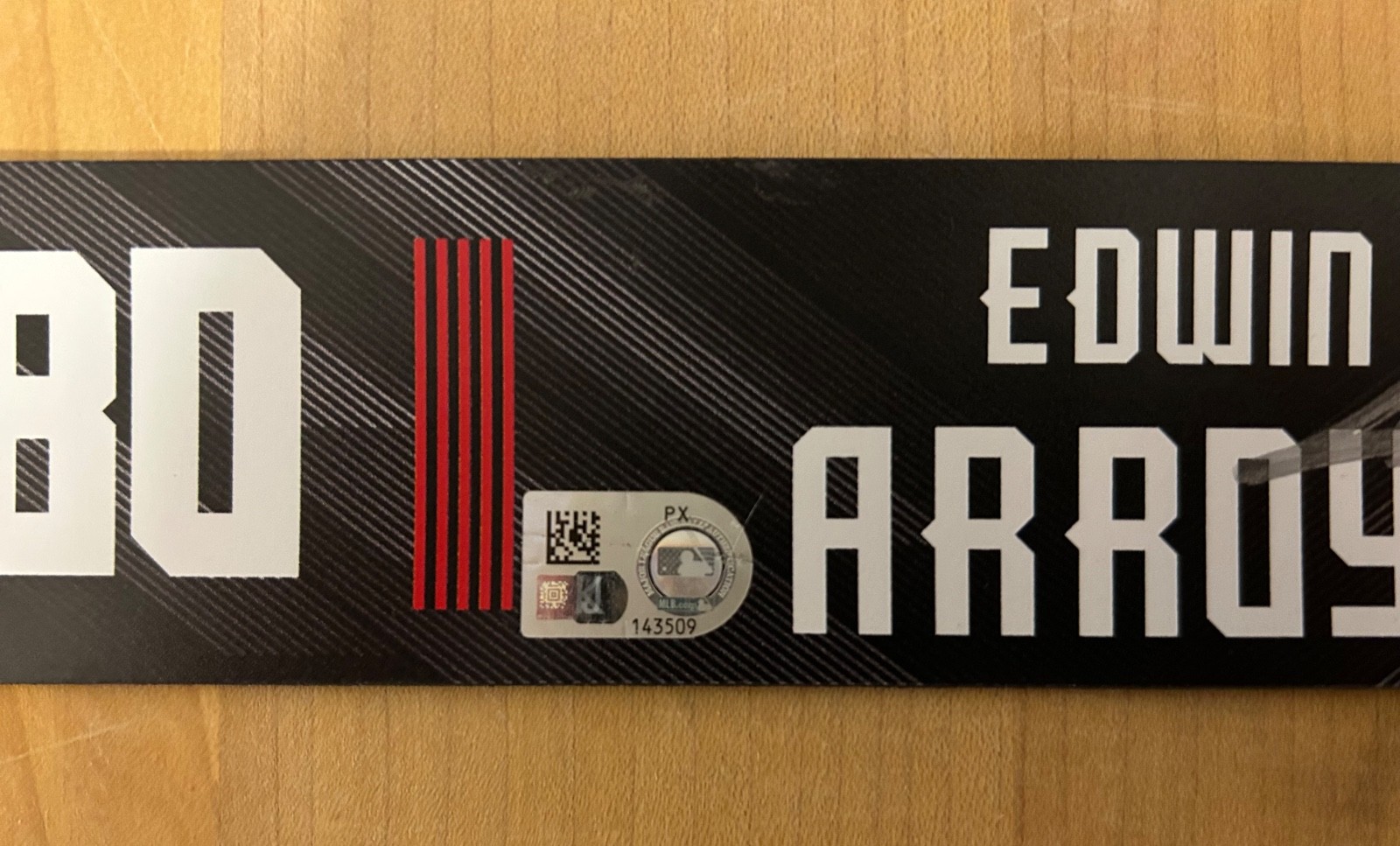 Edwin Arroyo Cincinnati Reds Auto Game Used Locker Tag Nameplate City Connect view 3