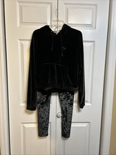 PINK Victoria's Secret Velour Lounge Hoodie Legging Set Size L Large Green