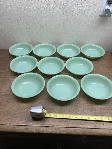 Lot of 10 MCM Fire King Jadeite Jane Ray  ~ Cereal Bowls ~6" Great Shape !