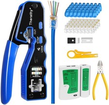 RJ45 Crimp Tool Pass through Ethernet RJ45 Crimper Kit, Cat5E Cat6