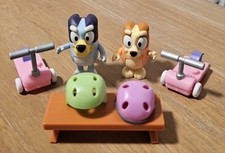 Bluey Bingo's Scooter Fun Figure Play Set Include Helmets Scooter Bench