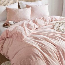 Linen Duvet Cover Set Size, 3Pcs Textured French Flax Linen Cotton King Pink
