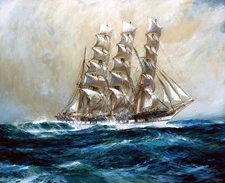 British Clipper Ship Ross-Shire Painting by John Jack Spurling Reproduction