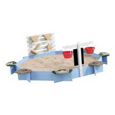 Wooden Sandbox for Children Large Outdoor Play Sandpit with Seats and