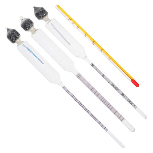 3 Pcs Wine Tester Alcohol Meter Hydrometer With Glass Thermometer