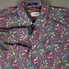 Alan Flusser Shirt Mens 2XL Purple Paisley Casual Button Up Long Sleeve