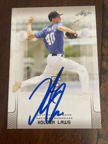HOLDEN LAWS 2017 LEAF "1ST EVER PRINTED" PERFECT GAME RC #052! AUTO SIGNED - Picture 2 of 8