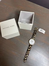 Michael Kors Pyper MK4751 Womens Gold Brown Cheetah Print Round Wristwatch