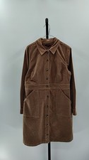 Quince Women Organic Stretch Corduroy Mini Shirt Dress Warm Brown L