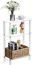 Clear Acrylic Narrow Side Table for Small Spaces, 15.7" 3 Tier 1 Pack, 