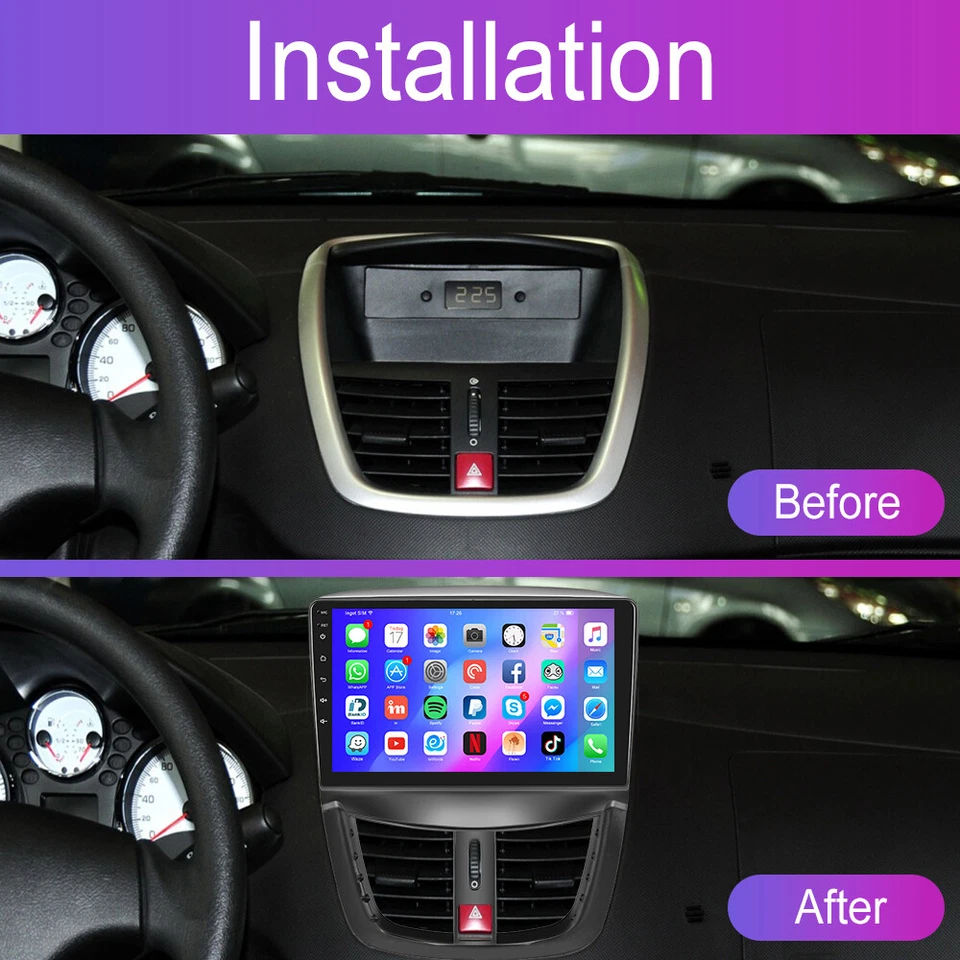 KAM+ 9" Android 13 Autoradio GPS Navi WIFI BT FM RDS Für Peugeot 207 2006-2015 - Bild 4 von 4