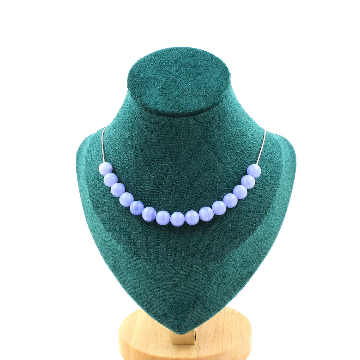 Collier agate crazy lace bleue anti-allergie en acier inoxydable