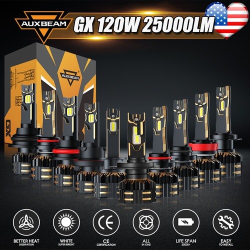 AUXBEAM 120W 25000LM Canbus LED Headlight Bulb 9005 9006 H11 H7 H4 H13 GX SERIES