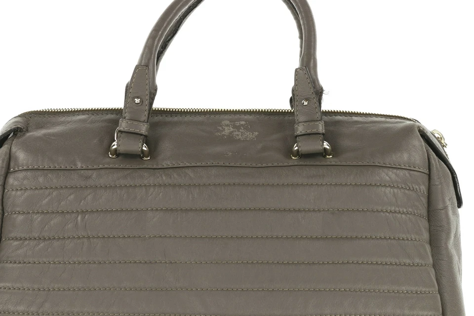 Cartera de cuero acolchada con doble cremallera y bolsillo Abro - Gris Siena - 142902 Foto 4 de 4