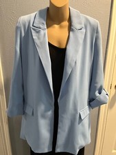 Tahari Button Cuff Blazer, Cornflower Blue, Medium, nwt