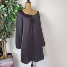 AND NOW THIS Women's Ruched Long-Sleeve Peasant Dress Black Size Medium