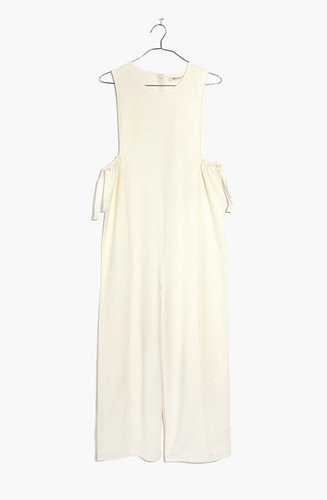 MADEWELL Texture & Thread Side-Tie Jumpsuit Bright Ivory Sz M J2891 - Picture 2 of 9