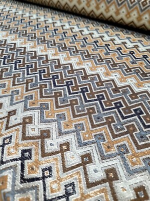 Gold Brocade Fabric Sold By The Yard Geometric Embossed Textured 57'' W For Dress