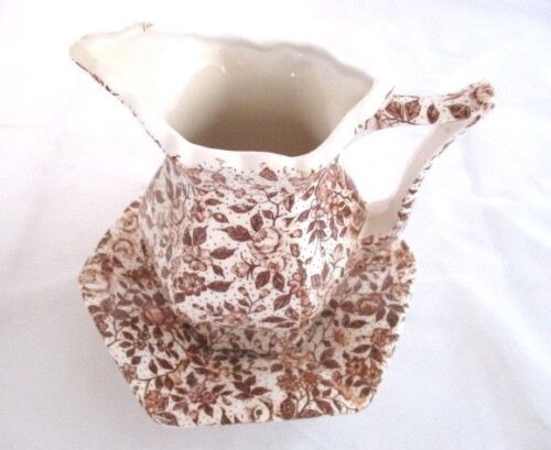Vintage Enesca Japanese Mini Pitcher and Plate Brown floral Chintz Pattern. - Picture 1 of 7